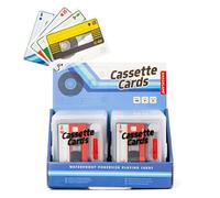 Kikkerland Cartas de cassette, transparente e impermeable, baraja de cartas retro para noche de juegos, viajes y camping
