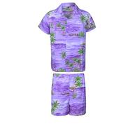 KIKLO Conjunto de camisa y pantalón corto hawaiano para hombre, diseño hawaiano, CONJUNTO DE COCO PU R, L