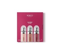 KIKO Milano Glossy Lip Set 03, Kit De Labios: 3 Brillos De Labios Hidratantes Efecto Volumen 3D
