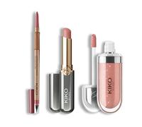 KIKO Milano Lip Glow Trio - Delineador de labios automático de precisión 17, Unlimited Stylo 03 y 3D Hydra Lipgloss 20 | El combo de labios perfecto para labios definidos y brillantes