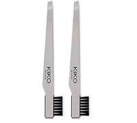 Kiko Milano Pro Tweezers Combo Pinza Profesional para Cejas con Cepillo (Paquete de 2)