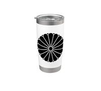 Kiku Crisantemo Imperial Mon Negro Arte Oriental Vaso térmico de acero inoxidable de doble pared