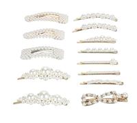 Kikumi 13 Piezas Horquillas para el Cabello con Perlas, Horquillas Decorativas para el Cabello con Perlas Artificiales, Grandes, Accesorios para el Elegantes para Mujer para Fiestas, Bodas, Vida