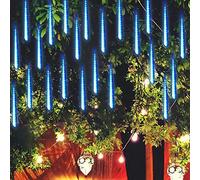 Kikumi 30 Cm de Lluvia de Meteoritos Al Aire Libre 8 Tubos Luces de Cuerda LED Luces de Cuerda LED a Prueba de Agua para la Fiesta de Bodas de Navidad (Azul)