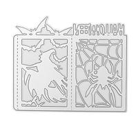 Kikumi Christmas Witch Lantern Spider Patrón de Acero de Carbono Die para Tarjetas de álbumes de Recortes Haciendo Manualidades de Papel, Fácil de Usar para el Tema de Halloween,