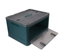 Kikumi Cubo de basura plegable de plástico con tapa, gran capacidad, caja de almacenamiento plegable para exteriores, contenedor de plástico grueso para acampar al aire libre (tamaño L verde)