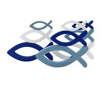 Kikumi Decoración Peces - Set Peces Decorativos de Madera de 9 Piezas, 3 Tamaños, Decoración Bautizo, Niño Niña para Bautismo, Comunión y Boda (como se Muestra en la Figura)