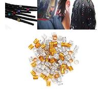 Kikumi Paquete de 100 Rastas Ajustables, Cuentas Trenzadas para el Cabello, Anillos, Puños, Decoración del Cabello, Accesorios para Peluca (Oro y plata mezclados.)