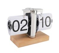 Kikumi Reloj Plegable Digital Retro, Reloj de Mesa Plegable, Mecánico, Funciona con Pilas, Decoración del Hogar, Oficina, 24 Horas, Base de Madera, Color Blanco