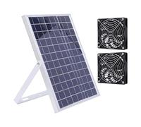 Kikumi Ventilador de Paneles Solares de 15W Kit IP65 Ventilador de Escape de Doble de Escape Solar Ventilation Ventilation For Chicken Coop Invernadero Casa de Mascotas Afuera