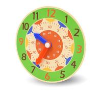 Kikuo 14 cm Reloj de Madera para Los Alumnos, Reloj de Aprendizaje para Niños Relojes de Enseñanza con manecillas de Horas y Minutos, Juguete Educativo, para Educación Familiar Preescolar (Verde)