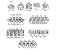 Kikuo 30 Ciondoli Albero Della Vita, Gioielli in Lega D'argento Antico Tibetano, 6 Stili Possono Essere Utilizzati Per Realizzare Collane, Bracciali, Orecchini, Ciondoli Artigianali Fatti a Mano