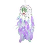 Kikuo AtrapasueñOs Arbol de la Vida, Plumas AtrapasueñOs cuentas de cristal, Hecho a Mano Atrapa Sueños para Pared, Vintage Estilo Bohemio Dream Catcher para decorar Hogar Dormitorio Regalos (Morado)