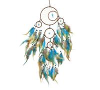 Kikuo Atrapasueños de plumas, Hecho a Mano Plumas Atrapa Sueños Cuentas de cristal, Vintage Estilo Bohemio Atrapasueños para decoraciones de boda, dormitorio, Coche, Habitación Infantil (Marrón)