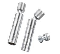 Kikuo Juego de Llaves de Vaso para Bujías, 14mm y16mm de la Bujía de Bujías de Pared Delgada de 3/8 Pulgadas con Magnético, Llave de Bujía para Bujías para Reparación de Automóviles (2 Piezas)