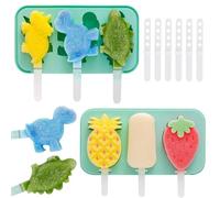 KIKVTER Moldes de Helado,2 Pack Juego de Moldes para Polos, Molde de Helado de Silicona, DIY Popsicle Mold Sin BPA, Molde Helado para Helados DIY Chocolate Postre congelado