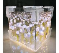 kikxj Lámpara de cubo de tulipanes, luz nocturna de espejo de tulipán, lámpara de espejo de cubo de tulipanes, lámpara de espejo de tulipán de flores, regalo creativo ideal para amigos (morado)
