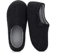 KIKYKUBBLETASW Zapatillas de algodón ultrasuaves for el hogar for Mujer y Hombre, cómodas Pantuflas de Felpa con Suela Antideslizante y envolventes.(Black,36-37)