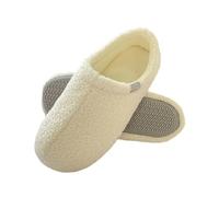KIKYKUBBLETASW Zapatillas de algodón ultrasuaves for el hogar for Mujer y Hombre, cómodas Pantuflas de Felpa con Suela Antideslizante y envolventes.(White,38-39)