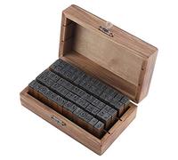 KIKYO 70 Piezas de Sellos del Alfabeto, Letra del Alfabeto de Madera Vintage, Sellos de Goma para Hacer Tarjetas de cumpleaños