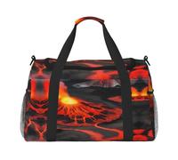 Kilauea - Bolsa de viaje con estampado de volcanes para fin de semana, bolsa de viaje para mujeres y hombres, bolsa de equipaje de mano, Black, Talla única