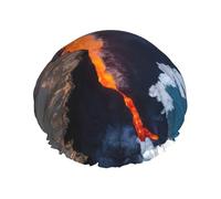 Kilauea - Gorro de ducha de doble capa con estampado de volcanes, gorros de ducha para mujeres y hombres, gorros de ducha para uso doméstico