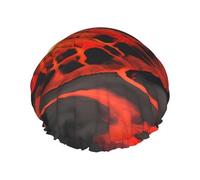 Kilauea - Gorro de ducha reutilizable con estampado de volcanes para mujer, doble capa impermeable, gorro de baño de secado rápido