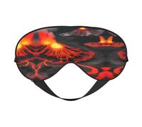Kilauea - Máscara de ojos suave con estampado de volcanes, cubierta suave de doble cara para dormir, viajes, yoga, correa ajustable, bloquea la luz