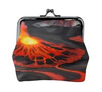 Kilauea - Monedero compacto con estampado de volcanes, exquisita cartera con cierre de beso, monedero, monedero, monedero