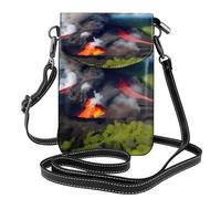 Kilauea Volcano Bloom Print - Bolso pequeño de cuero para teléfono celular, ajustable, para mujer, color negro, talla única