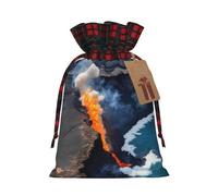 Kilauea Volcanos Printing - Bolsa de Navidad de 4.7 x 6.9 pulgadas, cierre de cordón, para Navidad, aniversarios, cumpleaños, sostiene regalos