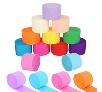 KILDOWS 12 Rollos Papel Crepé Colores, 4.5cm x 25m Serpentinas de Papel Crepé Arcoíris Cinta Decorativa Multicolor para Bricolaje Decoración de Cumpleaños Fiestas Bodas