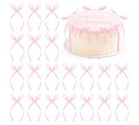 KILDOWS 20 Piezas Adorno de Tarta con Lazo, Decoración de Tarta con Lazo Rosa, Decoración de Tarta para Boda, Despedida de Soltera, Cumpleaños, Día de los Enamorados, Día de San Valentín