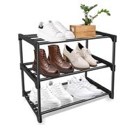 KILDOWS Zapatero Zapatero 3 Niveles, Estanteria Zapatos de Metal Guardar Zapatos Zapatera de Almacenamiento para Recibidor Entrada Baño Sala de Estar Armario, Negro
