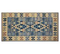 Kilim - Alfombra clásica y moderna, oriental, geométrica, colores modernos, para decoración de salón, dormitorio, pasillo, cocina, con antideslizante, fabricada en Italia, azul topacio, 80 x 150 cm