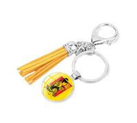 Kill Bill The Bride - Llavero de metal con borla de piel de color plateado, colgante de bolsa, adorno para colgar en la película, marrón, 25