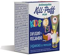 KILL-PAFF KIDS |Insecticida Eléctrico |Antimosquitos |Eficaz Contra Mosquito Tigre y Transmisores de Enfermedades Tropicales |Sin Olor|45 Noches de Protección |Contenido: 1 Dif + 1 Rec