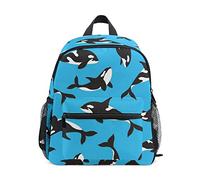 Killer Whale Blue Mochila Niños Mochila para Niños y Niñas Mochila Impermeable Preescolar, Killer Whale Blue, Talla única
