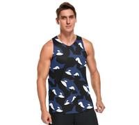 Killer Whale Blue Sea Dry Fit - Camiseta sin mangas para hombre, suave, sin mangas, ligera, cómoda, para verano, Ballena asesina, mar azul, L