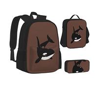 Killer Whale Dolphin Ocean - Mochila escolar con bolsa de almuerzo, estuche para lápices, mochilas escolares para adolescentes y niños, color, 5.0cm*10.5cm*20.5cm, Estuche para lápices