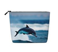 Killer Whale Dolphin Sea 1 - Bolsa de cosméticos para mujer, de lino sintético, gran capacidad, perfecta para viajes y uso diario, Black, Talla única