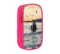 Killer Whale - Estuche para lápices de tamaño mediano con doble cremallera para el trabajo, bonito, Pink, Talla única, Maleta