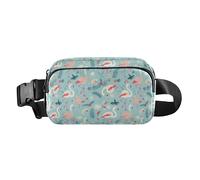 Killer Whale - Mini riñonera con correa ajustable para entrenamiento, correr, senderismo, Flamingo Christmas Pink Slate, 1 Size