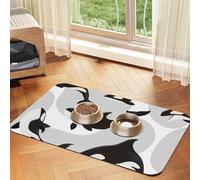 Killer Whale Pattern Fish Pattern,Waterproof Pet Feeding Mat,PU Leather Placemats for Cat Dog Water Bowl,Food Mats,30x45cm