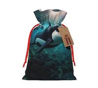 Killer Whales Swim Along, 1 bolsa de Navidad con cordón de 4.7 x 6.9 pulgadas, bolsa robusta para regalos y artículos esenciales de uso diario