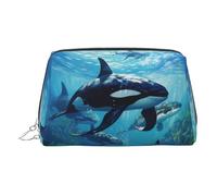 Killer Whales Swim Along 1 organizador de maquillaje listo para viajar, bolsa de aseo portátil para mujer, Silver, Talla única, Neceser