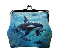 Killer Whales Swim Along 1 pequeña bolsa de maquillaje para bolso, mini bolsas de cosméticos portátiles, para gimnasio y uso diario, Black, Talla única, Bolsa para monedas