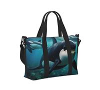 Killer Whales Swim Along Print - Bolsa de mano plegable portátil para viajes de fin de semana