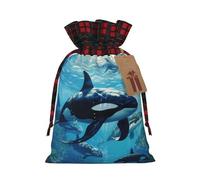 Killer Whales Swim Along Print Christmas Drawstring Gift Festive Packaging Christmas Birthday Bags Wrapping Needs