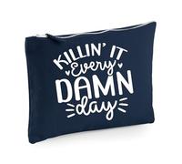 Killin It Every Damn Day - Bolsa de maquillaje divertida, Blue